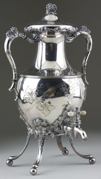 Appraisal: Victorian Silverplate Hot Water Urn cast with grape clusters and