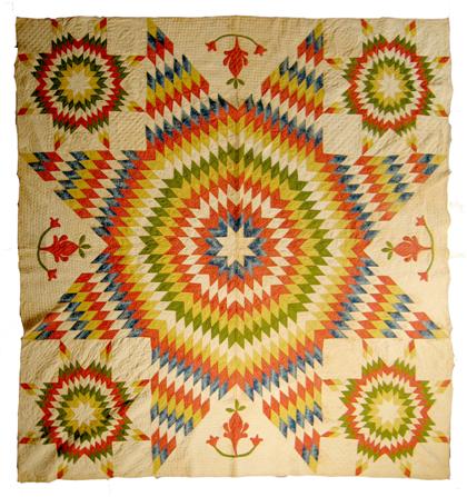 Appraisal: Pieced and appliqued quilt pennsylvania late th century In the