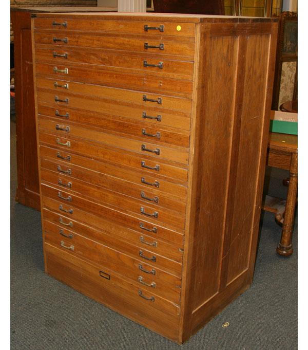 Appraisal: Cabinet with eighteen flat map or draftsman drawers mixed woods