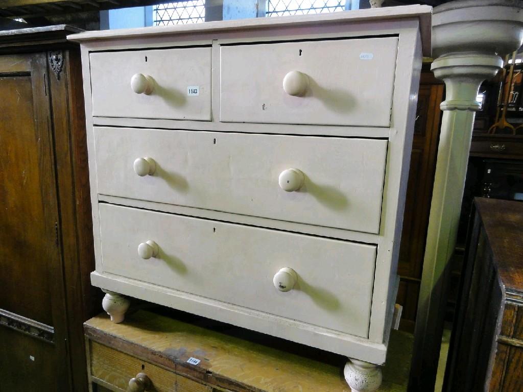 Appraisal: A Victorian painted pine chest fitted with two long and