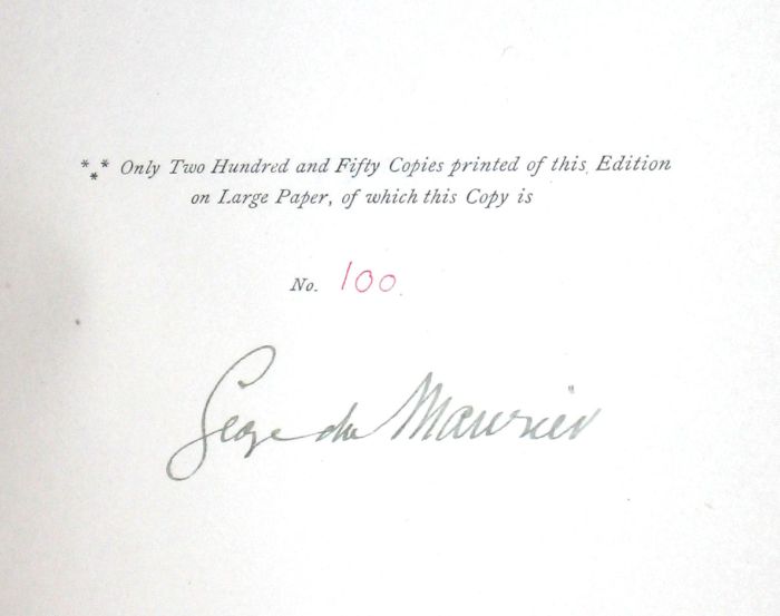 Appraisal: vol Du Maurier George Trilby London Osgood McIlvane signed by