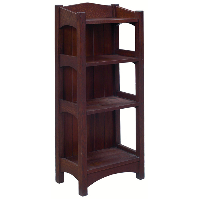 Appraisal: L JG Stickley magazine stand early form with four shelves