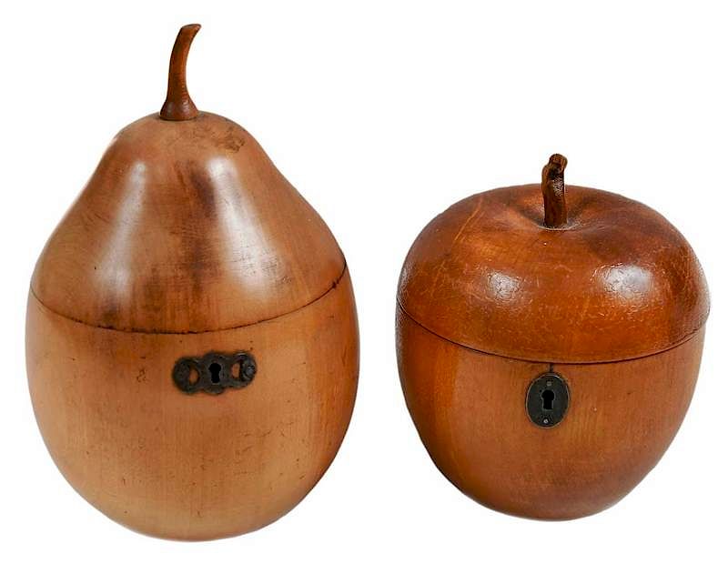 Appraisal: Two Georgian Pear and Apple Form Tea Caddies British th