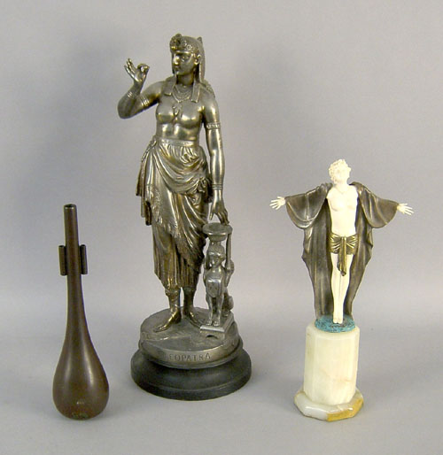 Appraisal: Spelter figure of Cleopatra h together with a mixed metals