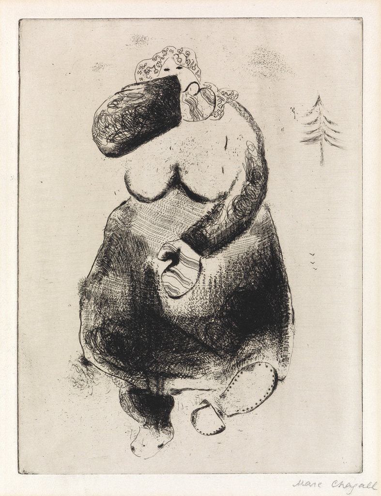 Appraisal: MARC CHAGALL La femme moineau Etching on cream wove paper