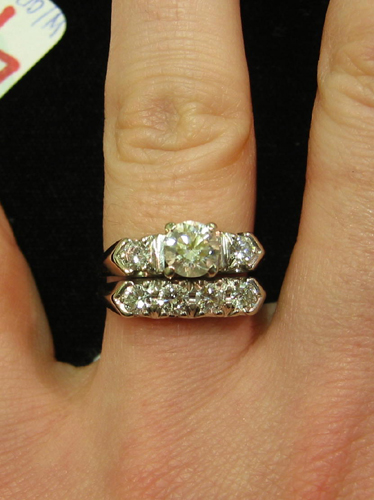 Appraisal: DIAMOND AND FOURTEEN KARAT WHITE GOLD WEDDING SET WITH APPRAISAL