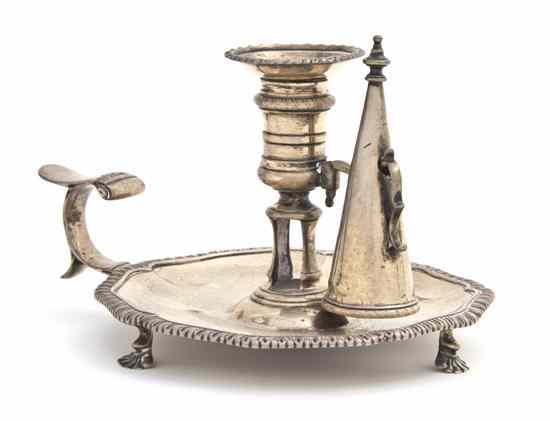 Appraisal: An English Silver Chamberstick London of scalloped form with gadrooned