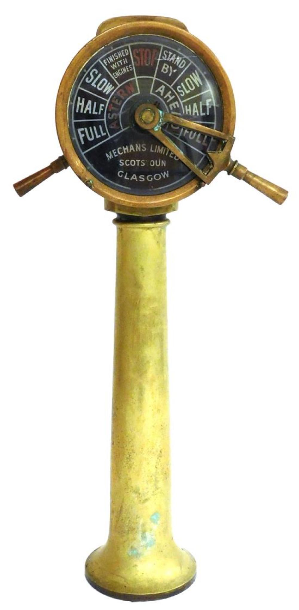 Appraisal: Brass ship's telegraph by Mechans Limited Scotstoun Glasgow late th