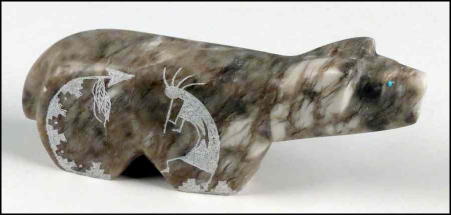 Appraisal: YAZZIE NAVAJO STONE CARVING With an etched scene on either