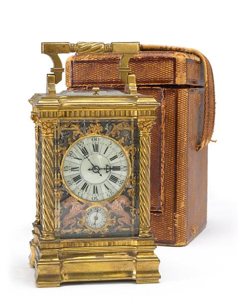 Appraisal: A French three color gilt brass grande sonnerie carriage clock