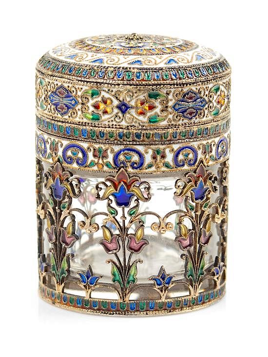 Appraisal: An Austrian Enameled Silver Inkwell Height inches An Austrian Enameled