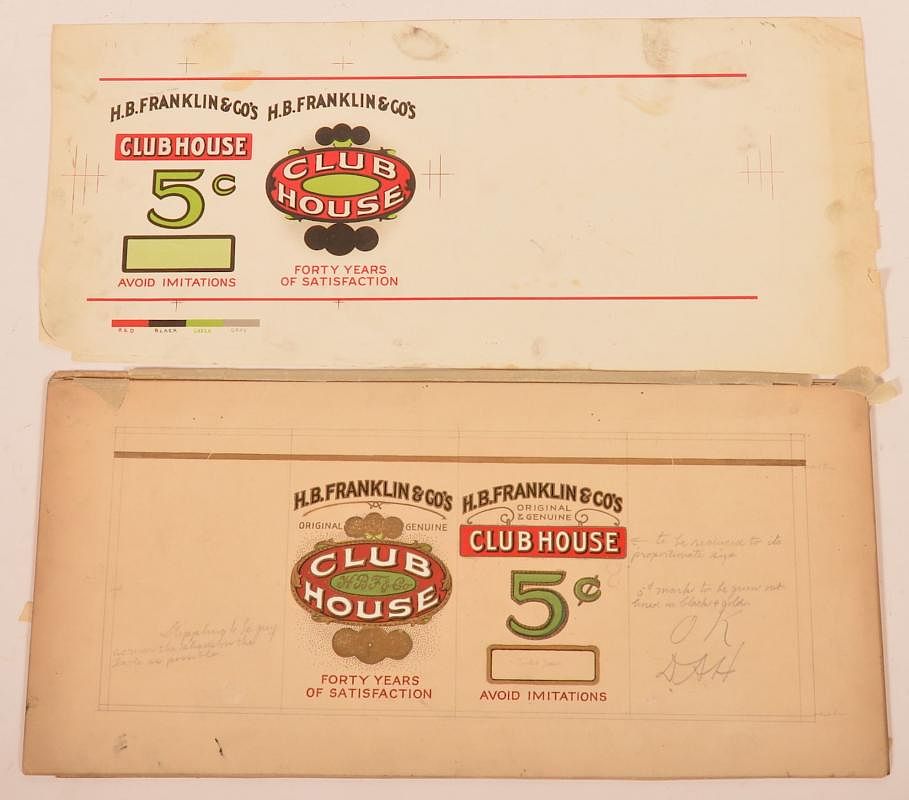 Appraisal: Scarce Club House Cigar Original Artwork and Paper Proof Scarce