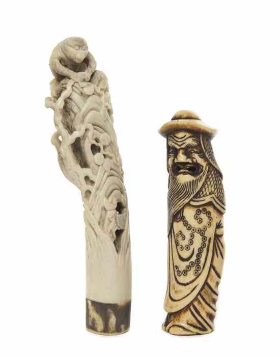 Appraisal: A Group of Two Stag Antler Handles one depicting a