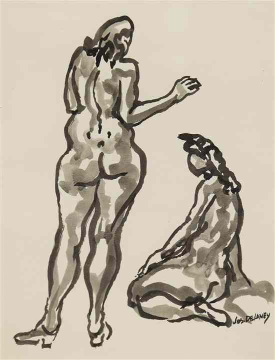 Appraisal: Joseph Delaney American - Two Nude Figures ink on paper