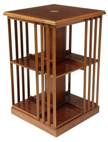 Appraisal: English mahogany rotating bookstand th c banded top with centered