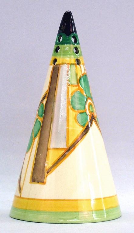 Appraisal: Moonflower' Bizarre conical sugar sifter high