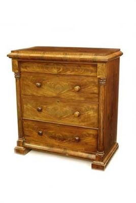 Appraisal: A th century mahogany chest with a quarter veneered stepped