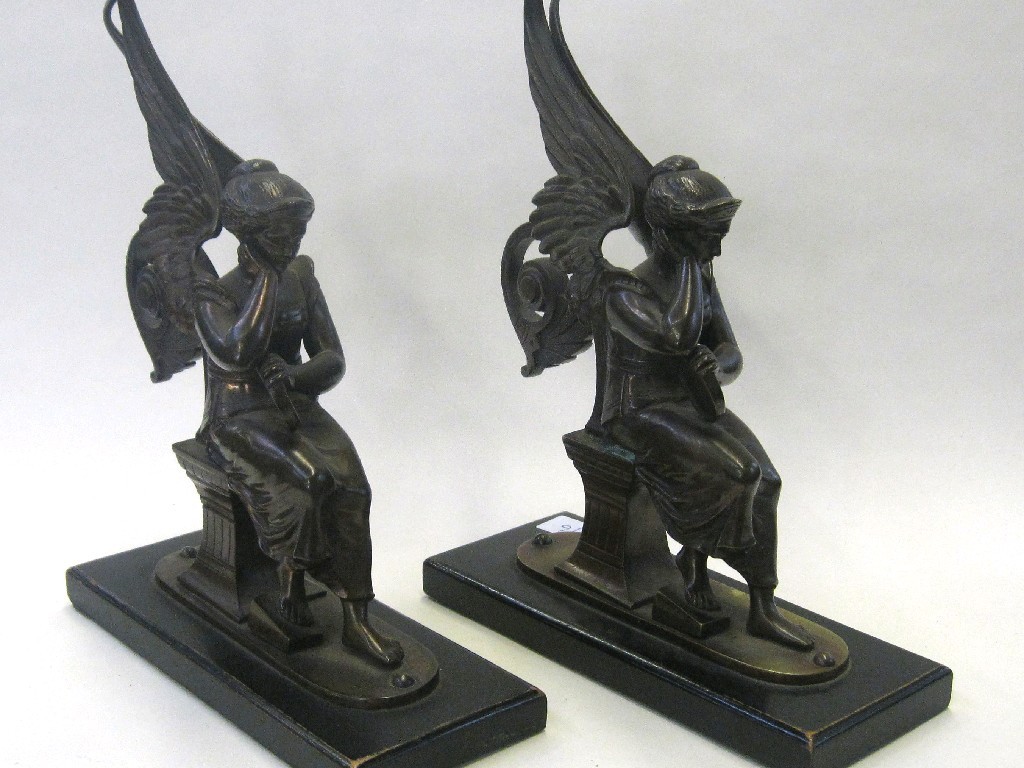 Appraisal: Pair of bookends modelled as winged females