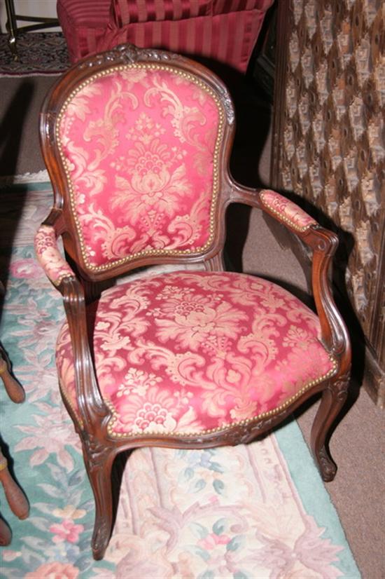 Appraisal: LOUIS XV-STYLE CARVED FRUITWOOD FAUTEUIL