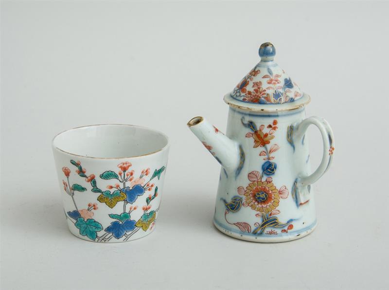 Appraisal: CHINESE EXPORT PORCELAIN IMARI CHILD'S CHOCOLATE POT AND A KAKIEMAN