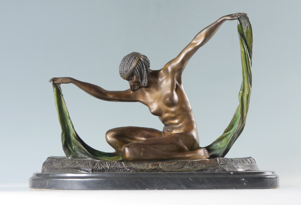 Appraisal: LARGE DECO STYLE NUDE BRONZE AFTER COLINET '' x ''