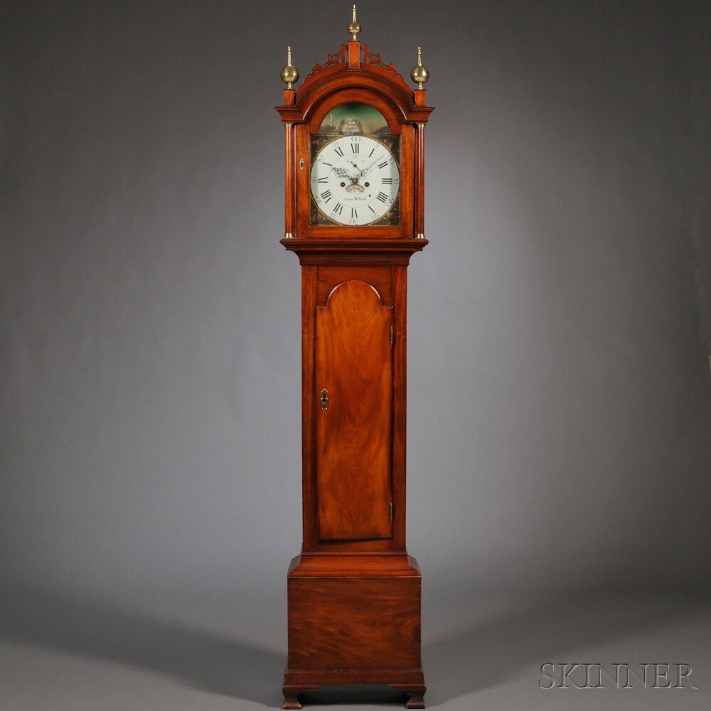 Appraisal: Federal Mahogany Tall Case Clock Aaron Willard Roxbury Massachusetts c