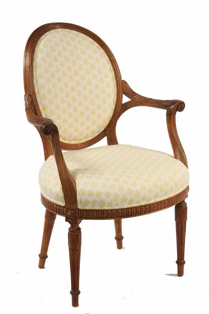 Appraisal: FRENCH FRAME ARMCHAIR - Louis XVI Oval Back Fauteuil with