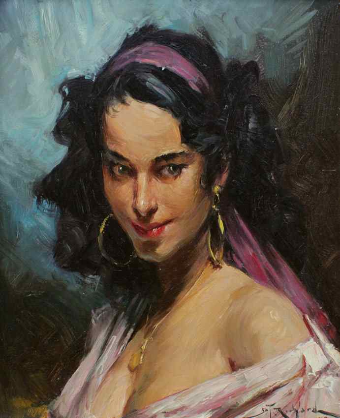 Appraisal: RICHARD Durando Togo Argentinean - Gypsy Girl Oil Board ''