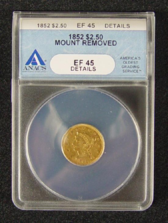 Appraisal: Liberty Gold Coin ANACS certified and graded XF details-mount removed