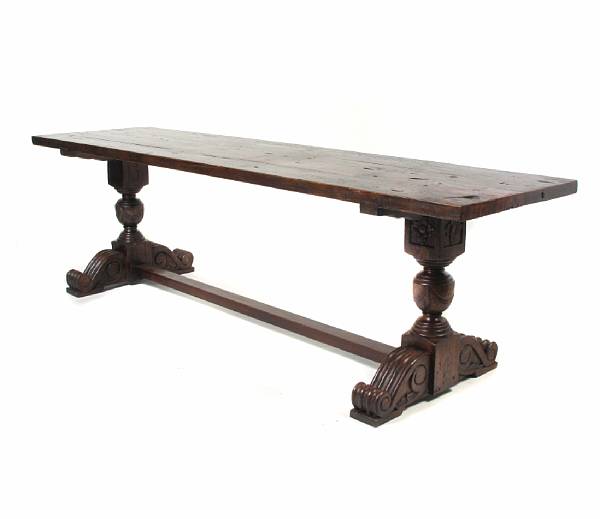 Appraisal: A large Renaissance style mixed wood hall table height in