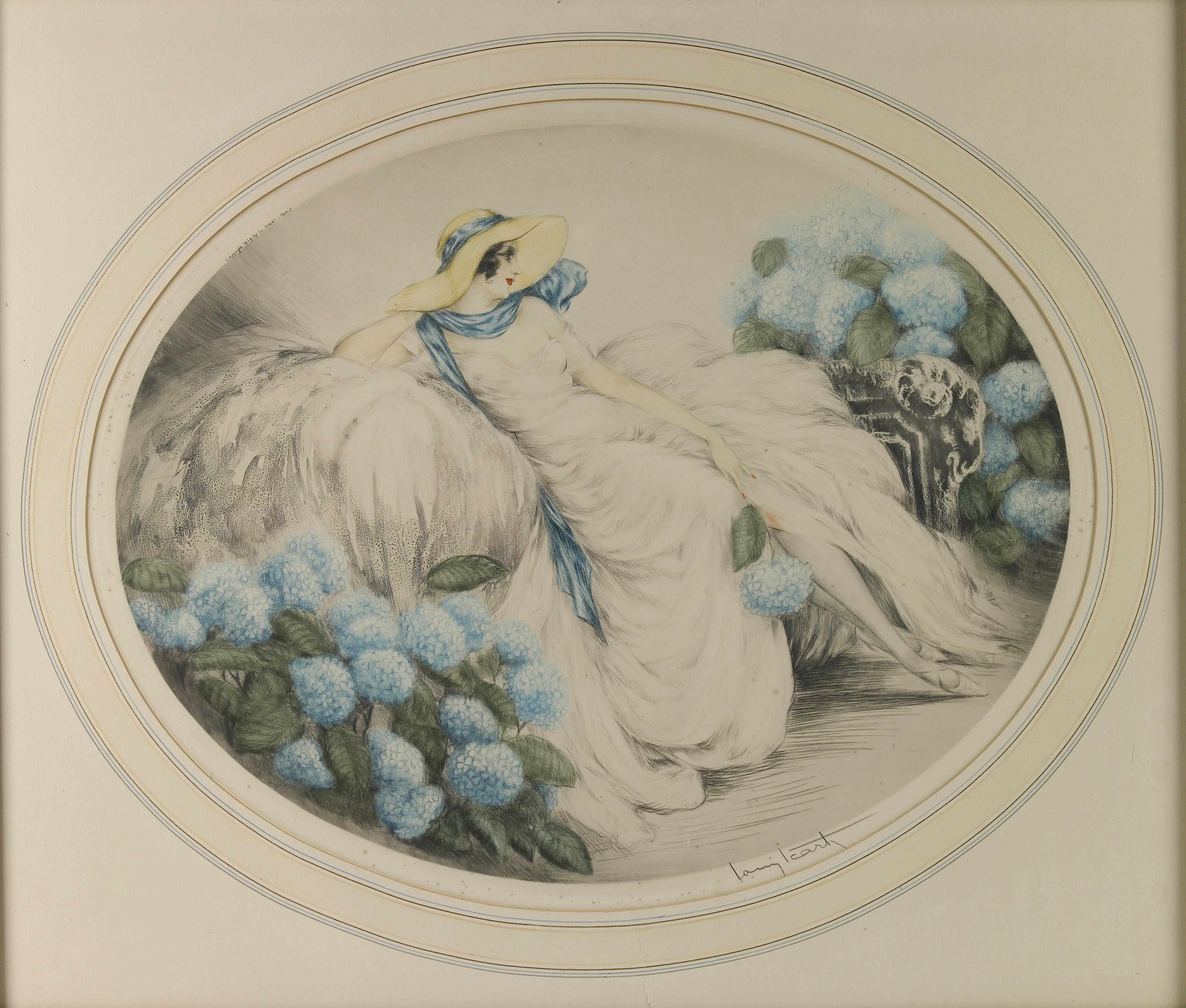 Appraisal: Louis Icart French - Hydrangeas H C I Etching and