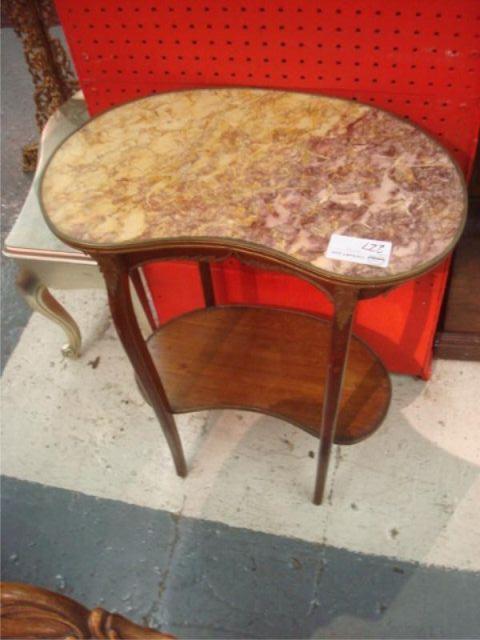 Appraisal: Kidney Shape Marbletop And Gilt Metal Mounted French End Table