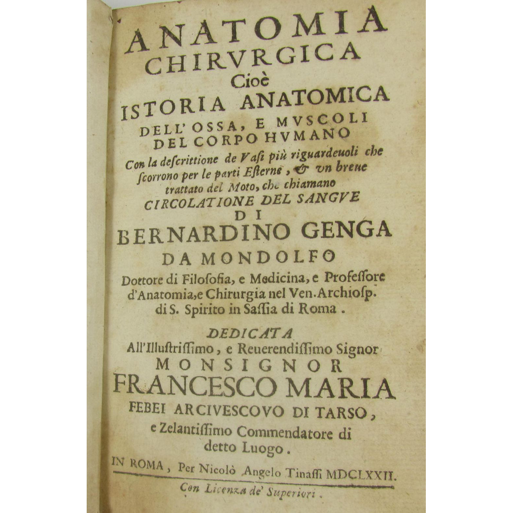 Appraisal: Genga Bernardino Anatomia Chirurgica Roma Nicol Angelo Tinassi mo contemporary