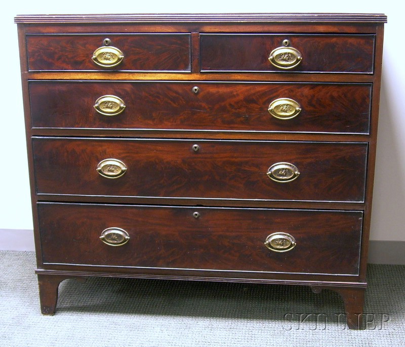 Appraisal: Regency Mahogany and Mahogany Veneer Four-Drawer Bureau wd in