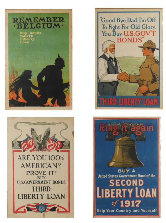 Appraisal: WWI LIBERTY LOAN POSTERS pieces total to include German soldier