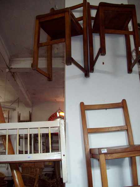 Appraisal: THREE ANTIQUE CHILDREN'S CHAIRS AND A COT