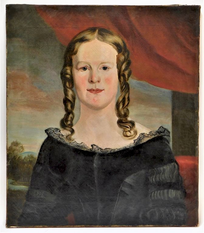 Appraisal: Early American Colonial Portrait Painting of Girl United States Late