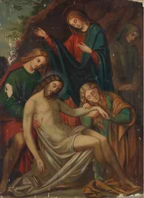 Appraisal: Continental School th Century The Pieta Oil on paperboard backed