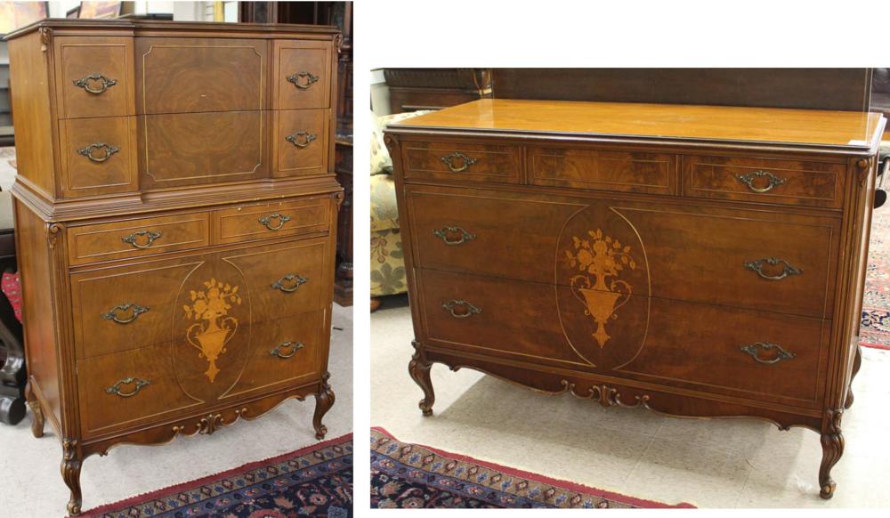 Appraisal: TWO-PIECE LOUIS XV STYLE BEDROOM DRESSER SET American th century