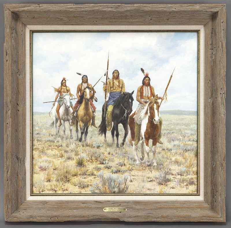 Appraisal: Susan Terpning ''Kiowa War Party'' oil painting onboard Board ''H