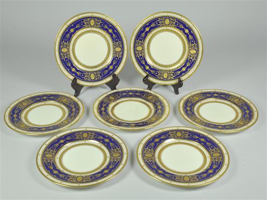 Appraisal: Seven Tiffany Plates By Mintons made for Tiffany Co Cobalt