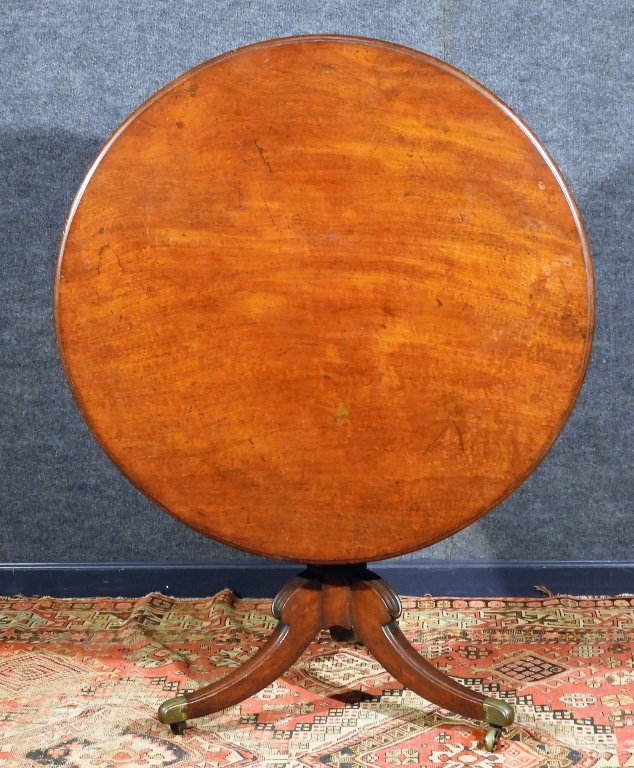 Appraisal: C NE FEDERAL FIGURED MAHOGANY TIP TOP TABLE New England