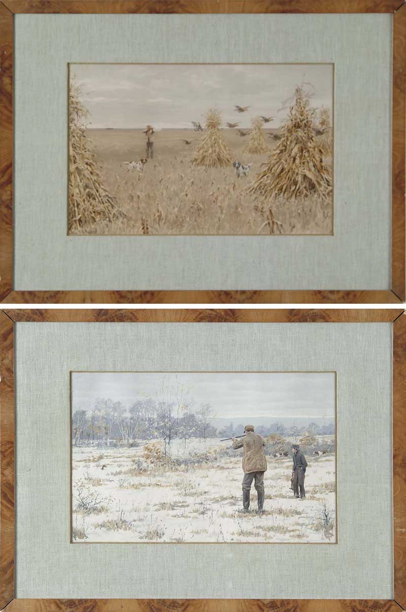 Appraisal: ARTHUR BURDETTE FROST American - PAIR OF HUNTING CHROMOLITHOGRAPHS RABBIT