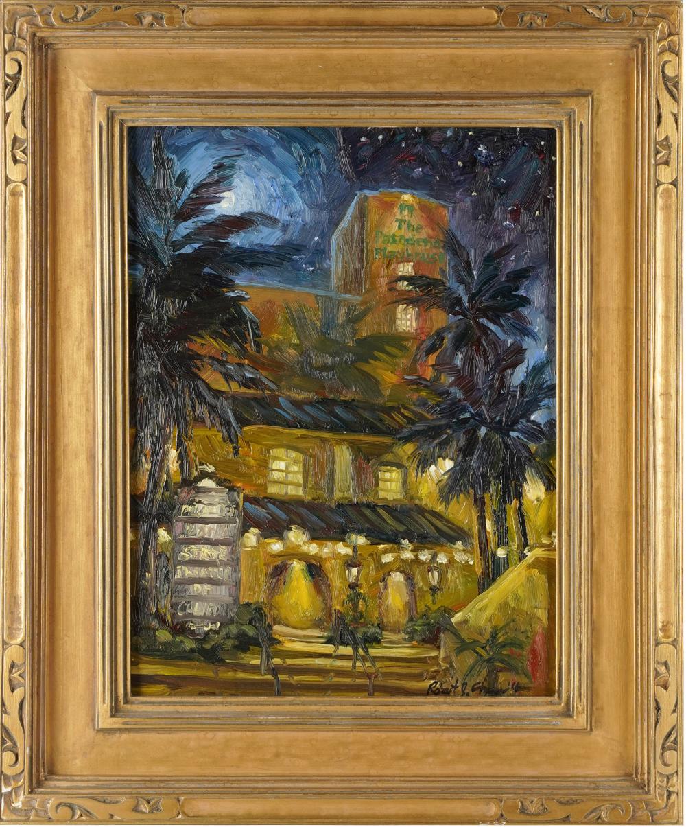 Appraisal: PASADENA PLAYHOUSEoil on board signed illegibly lower right Robert J