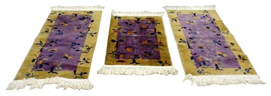 Appraisal: RUGS Three Chinese Art Deco scatter rugs c all amethyst