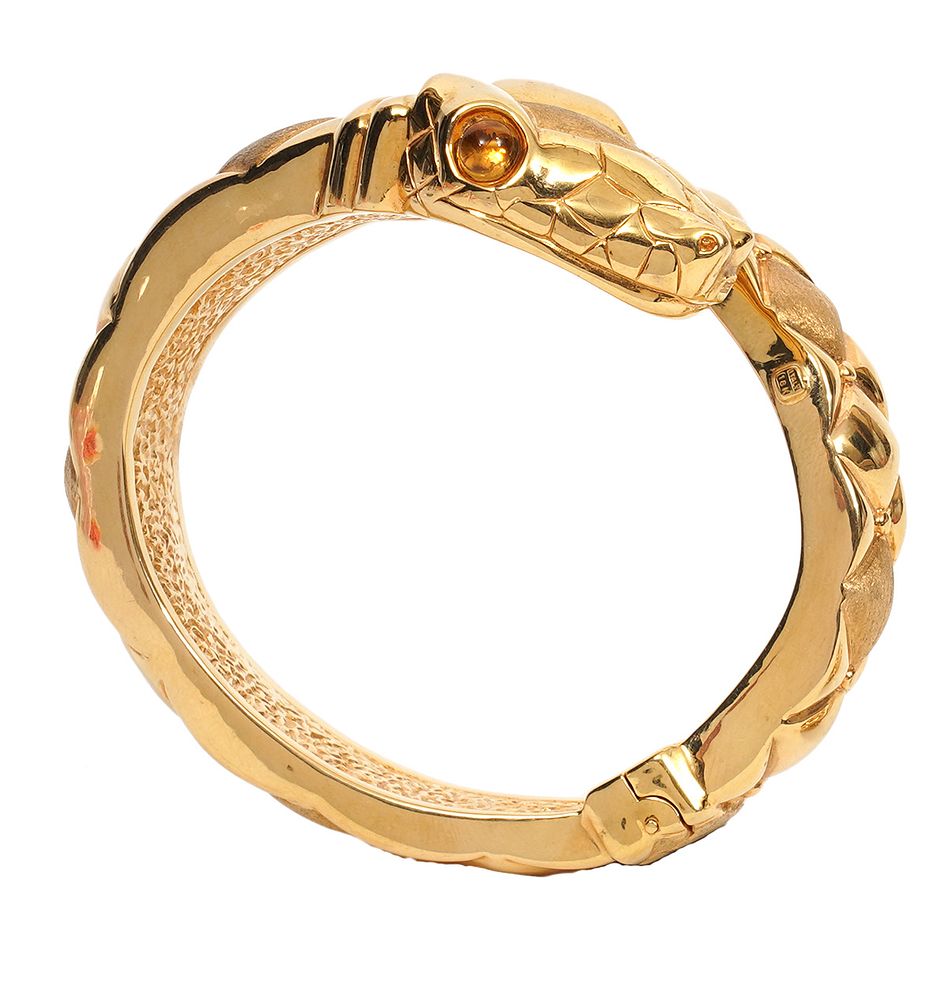 Appraisal: K YG Citrine Snake Hinged Bracelet K yellow gold and