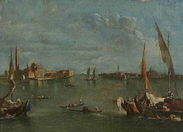 Appraisal: Manner of Francesco Guardi A Venetian canal scene oil on