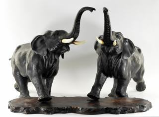 Appraisal: LARGE PR Japanese Meiji Period Bronze Elephants JAPAN MEIJI PERIOD