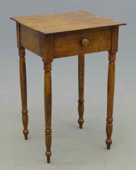 Appraisal: th c tiger maple single drawer stand Top '' x