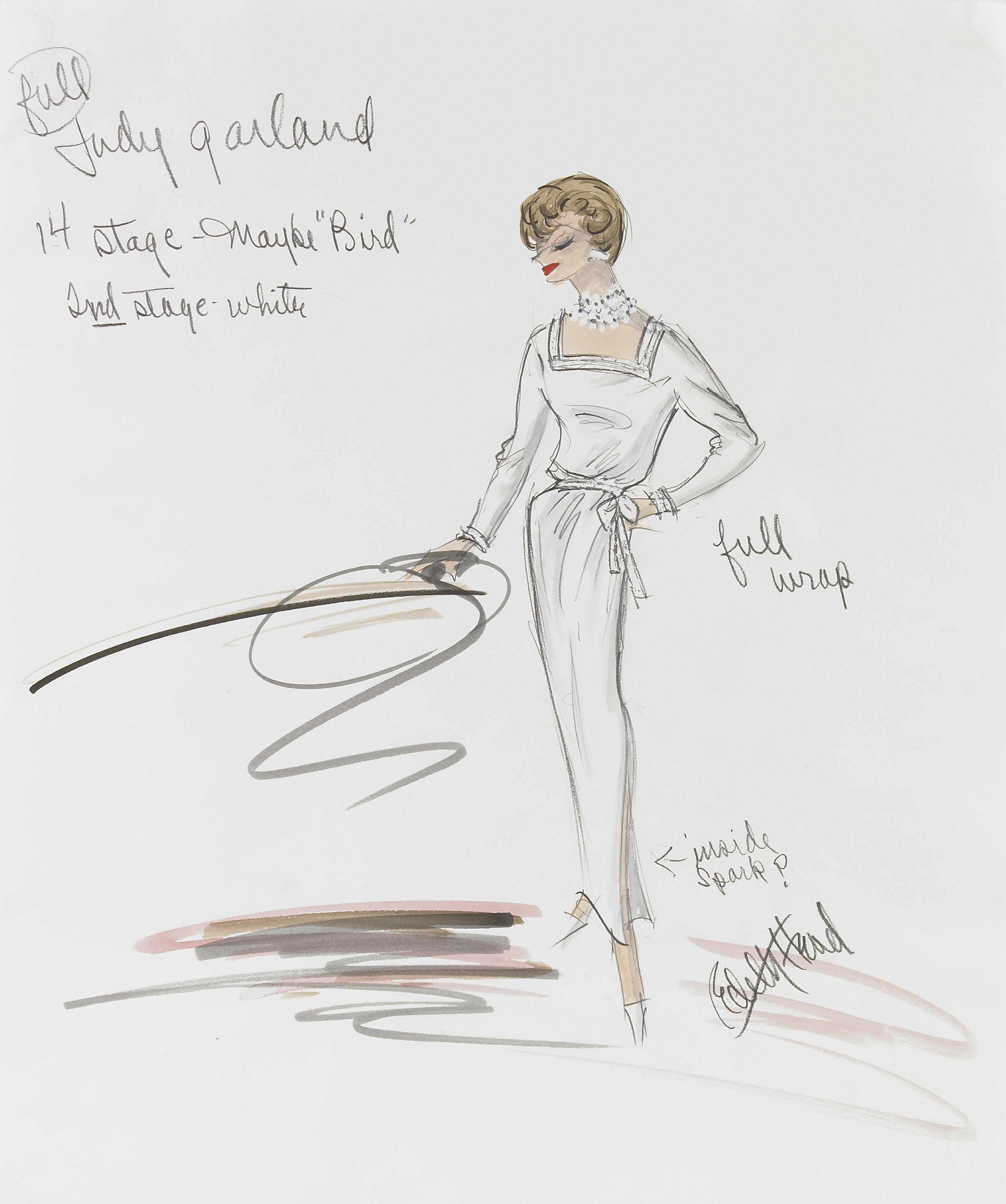 Appraisal: Original costume design by Edith Head for Judy Garland An